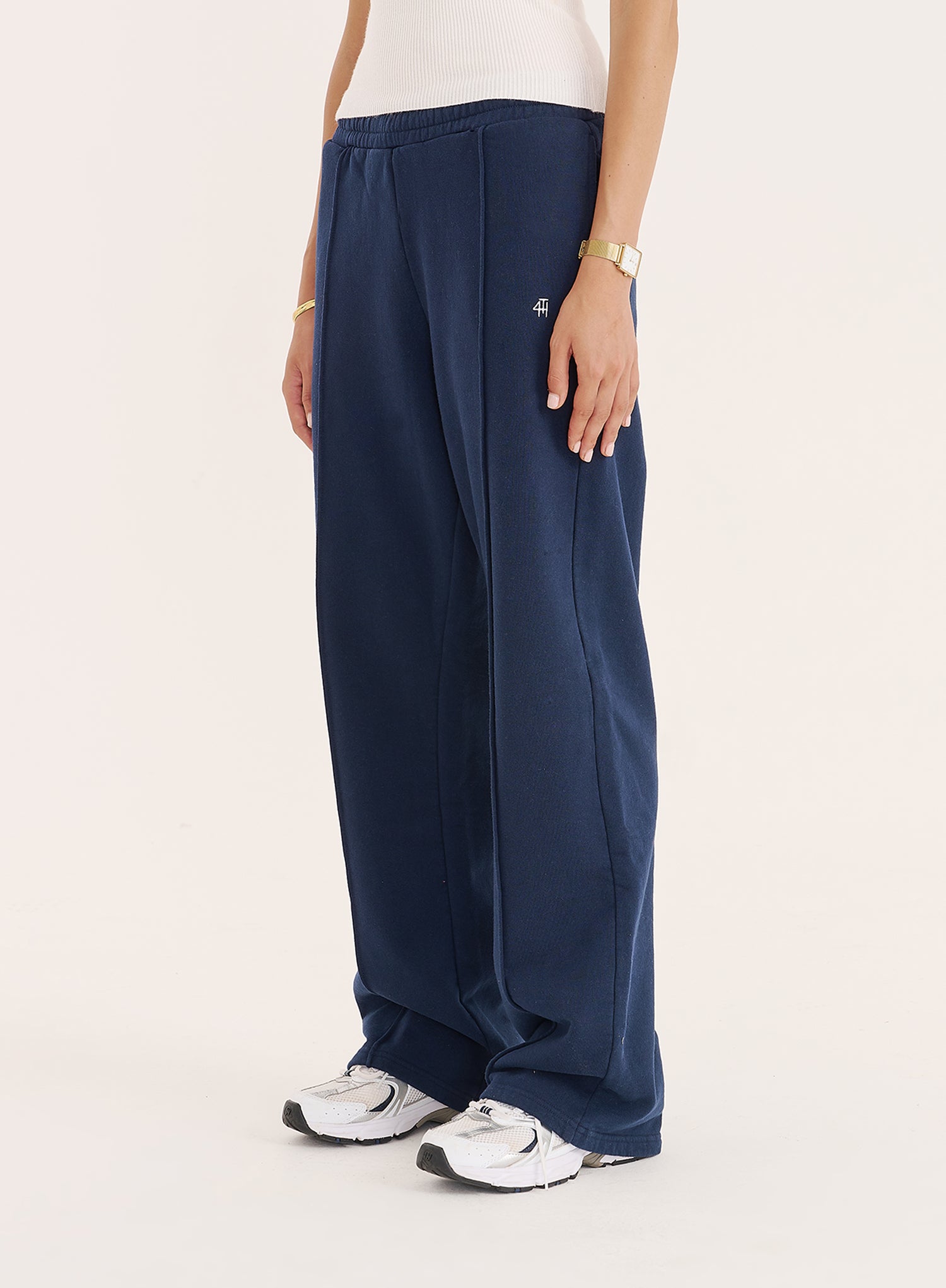 Navy 4th Wide Leg Branded Joggers